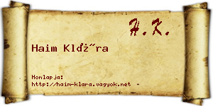 Haim Klára névjegykártya