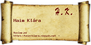 Haim Klára névjegykártya
